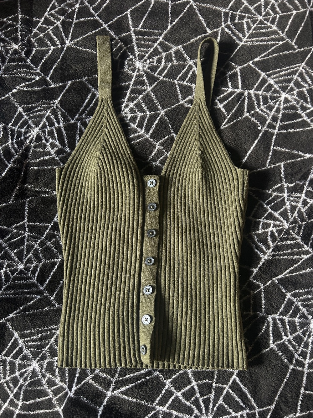 aerie Olive Ribbed Button-Front Camisole